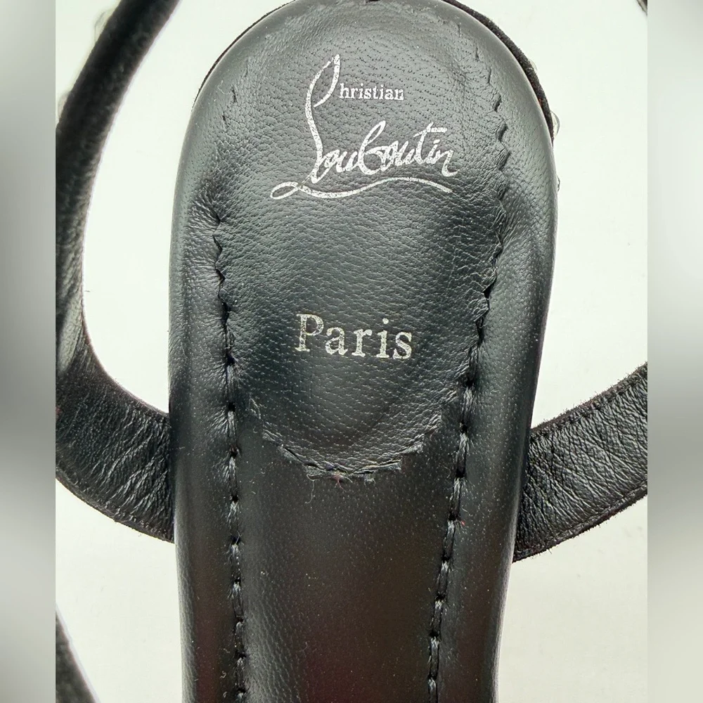 Christian Louboutin Movida Jane Crystal-Embellished Suede Platform Sandal EU37.5 - Picture 8 of 14